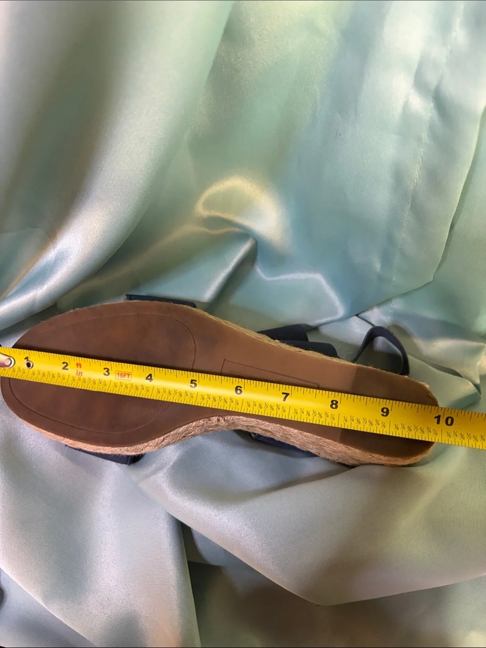 Tommy Bahama Navy Espadrille Wedge Sandals Stretch Straps Sz 9.5